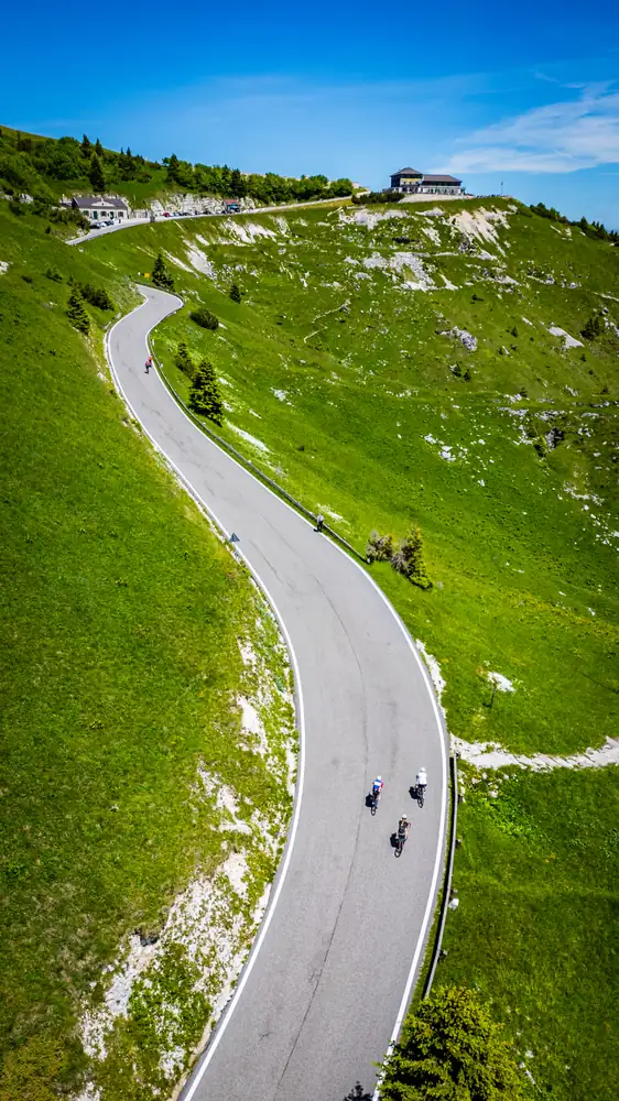 Hairpin bends on the road up Monte Grappa above Bassano del Grappa