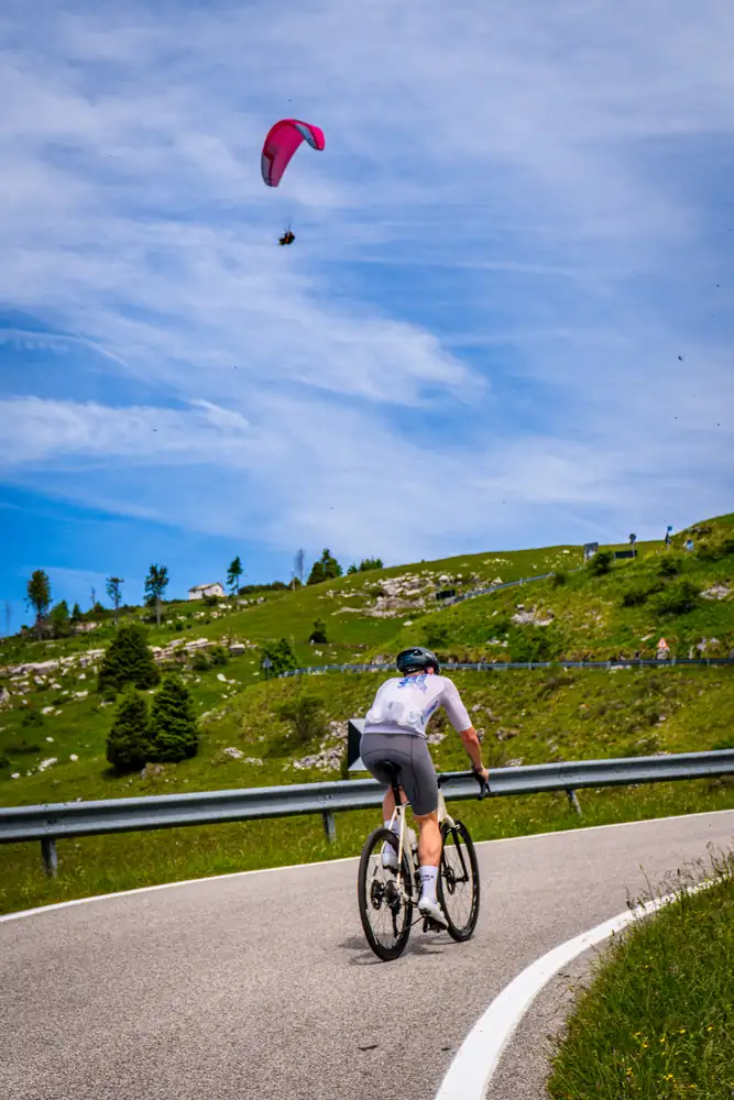 A First World War military road on Monte Grappa, now used by cyclists